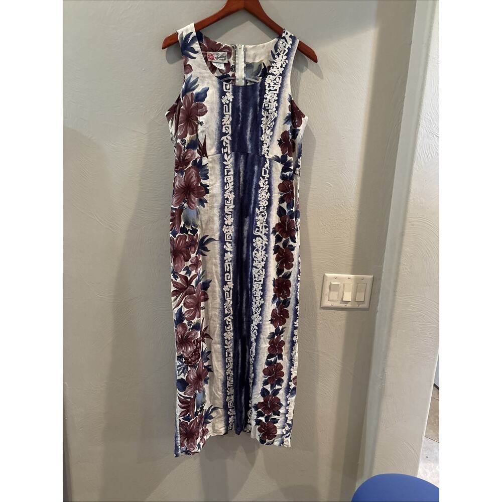 Hilo Hattie The Hawaiian Original Women Dress S 10 Blue Hibiscus Vintage Hawaii
